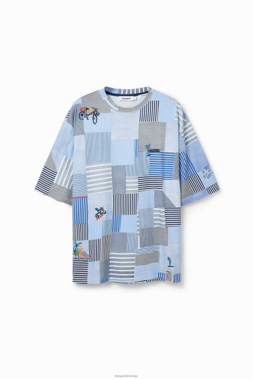 oblačila NFXLT1689 moški Desigual patchwork vezena majica s kratkimi rokavi