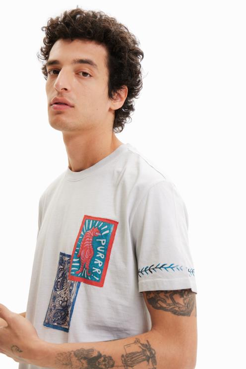 oblačila NFXLT1693 moški Desigual majica s potiskom in našitki