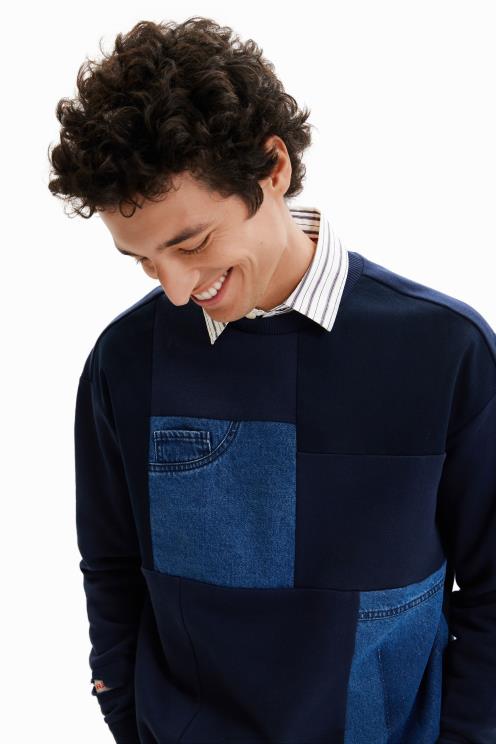 oblačila NFXLT1529 moški Desigual denim patchwork jopica