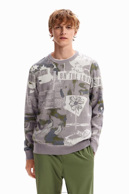 oblačila NFXLT1538 moški Desigual časopisni pulover iz žakarda