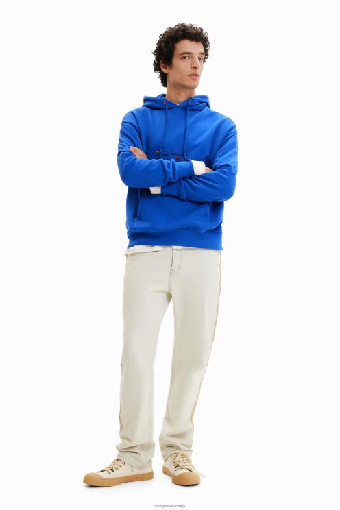 oblačila NFXLT1637 moški Desigual pulover s kapuco z vezenim sporočilom