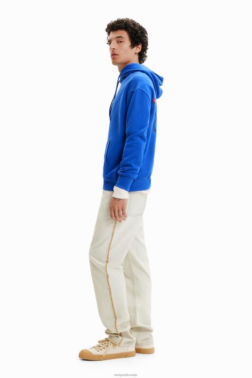 oblačila NFXLT1637 moški Desigual pulover s kapuco z vezenim sporočilom