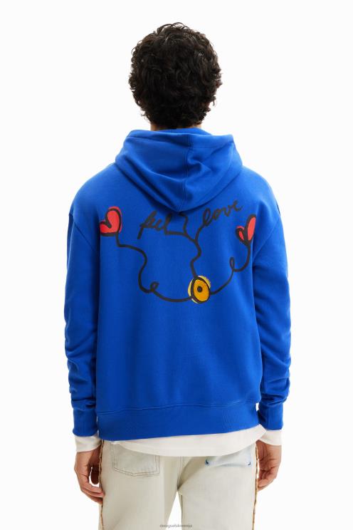 oblačila NFXLT1637 moški Desigual pulover s kapuco z vezenim sporočilom