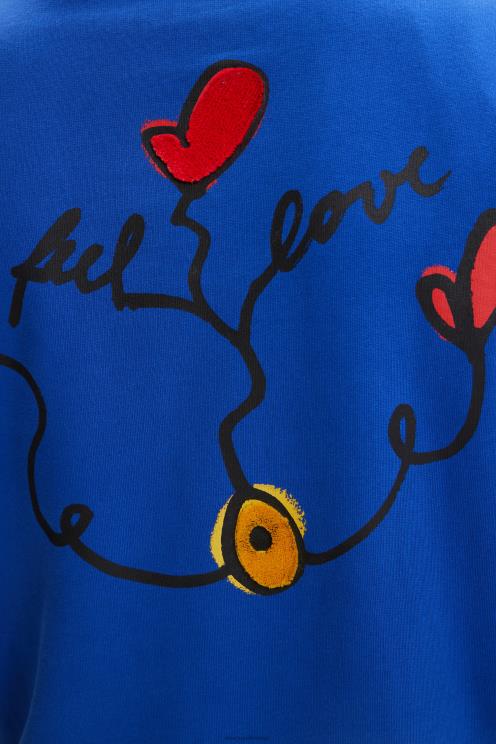 oblačila NFXLT1637 moški Desigual pulover s kapuco z vezenim sporočilom