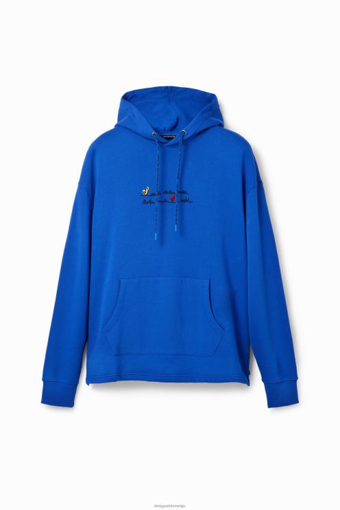 oblačila NFXLT1637 moški Desigual pulover s kapuco z vezenim sporočilom