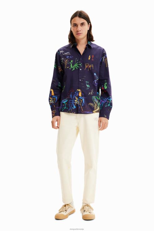 oblačila NFXLT1526 moški Desigual ilustracijska srajca z dolgimi rokavi