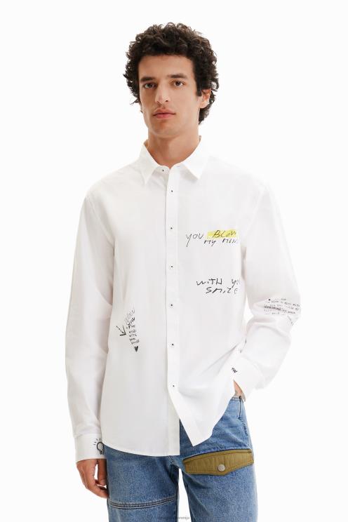 oblačila NFXLT1550 moški Desigual srajca s kontrastnim sporočilom