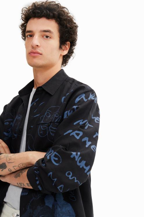 oblačila NFXLT1579 moški Desigual srajca z ilustracijo lanu