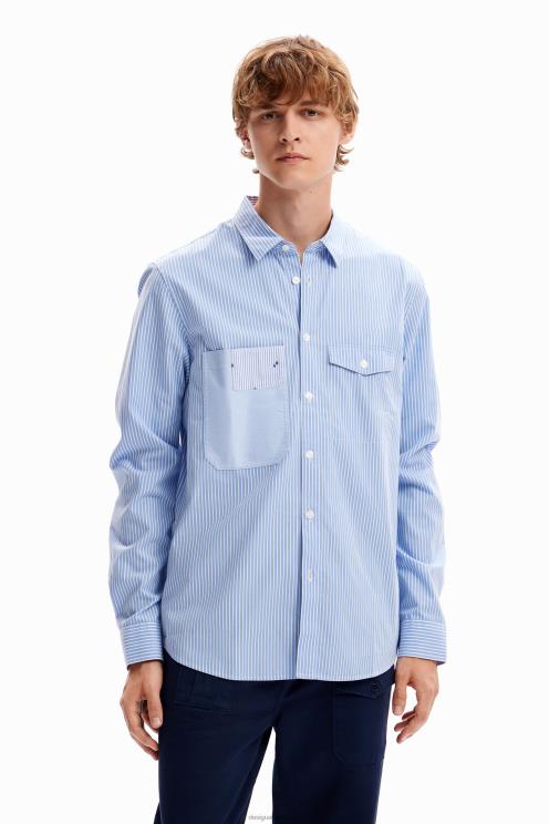 oblačila NFXLT1581 moški Desigual srajca s črtastimi žepi