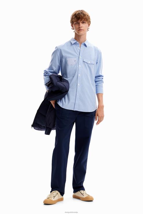 oblačila NFXLT1581 moški Desigual srajca s črtastimi žepi