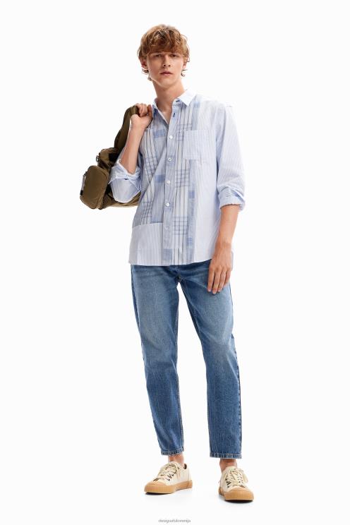 oblačila NFXLT1588 moški Desigual karirasta patchwork srajca