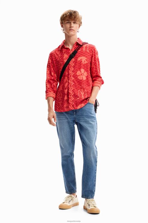 oblačila NFXLT1589 moški Desigual srajca z geometrijsko teksturo