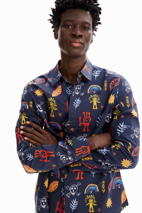 oblačila NFXLT1615 moški Desigual umetniška srajca iz poplina