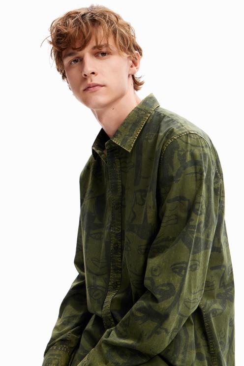 oblačila NFXLT1617 moški Desigual obrazna majica za pranje s kislino