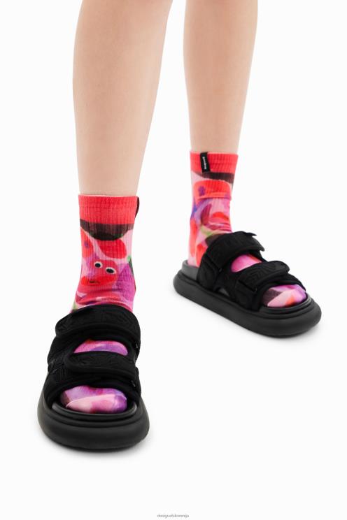 obutev NFXLT393 ženske Desigual sandali z vezenimi pasovi