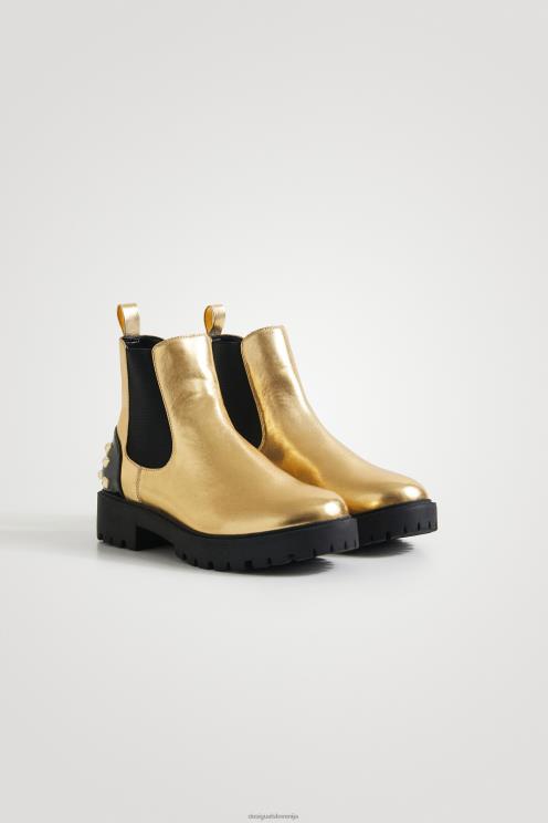 obutev NFXLT1512 ženske Desigual kolesarski škornji z zlatimi zaponkami