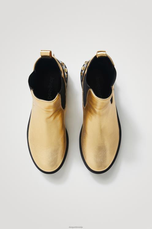 obutev NFXLT1512 ženske Desigual kolesarski škornji z zlatimi zaponkami