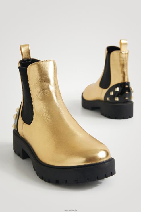 obutev NFXLT1512 ženske Desigual kolesarski škornji z zlatimi zaponkami