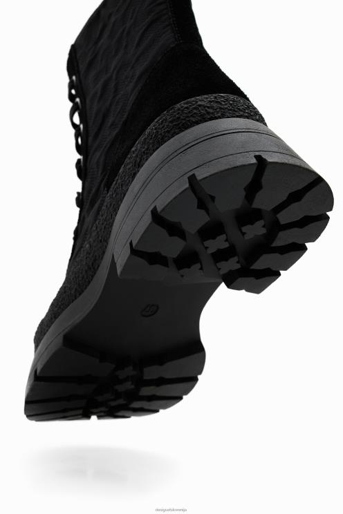 obutev NFXLT641 ženske Desigual škornji na vezalke z leopardjim učinkom