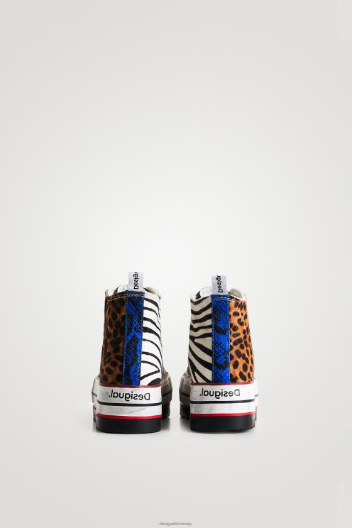 obutev NFXLT1473 ženske Desigual superge z visoko platformo z živalskim vzorcem