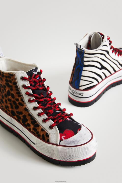 obutev NFXLT1473 ženske Desigual superge z visoko platformo z živalskim vzorcem