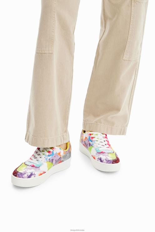 obutev NFXLT1503 ženske Desigual akvarel patchwork superge s platformo