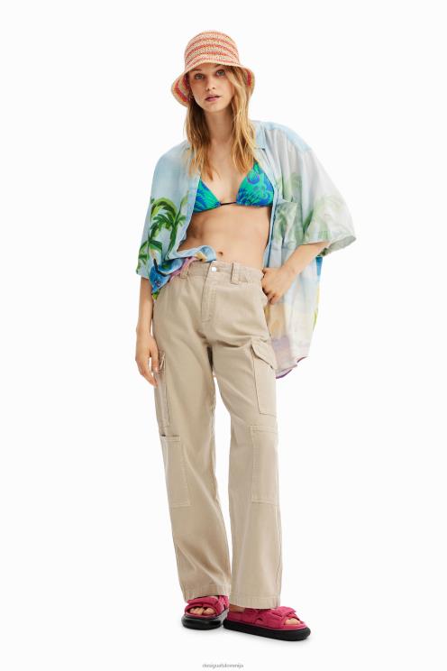 pripomoček NFXLT569 ženske Desigual črtast klobuk iz rafije