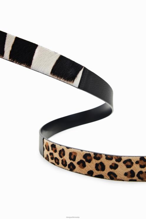 pripomoček NFXLT1455 ženske Desigual krznen usnjen pas