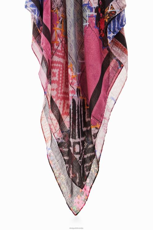 pripomoček NFXLT1435 ženske Desigual patchwork pravokotni foulard