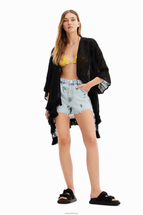 pripomoček NFXLT421 ženske Desigual kratek vezen kaftan