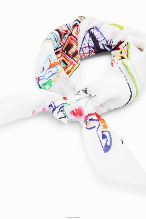 pripomoček NFXLT547 ženske Desigual ilustracija kvadratni šal