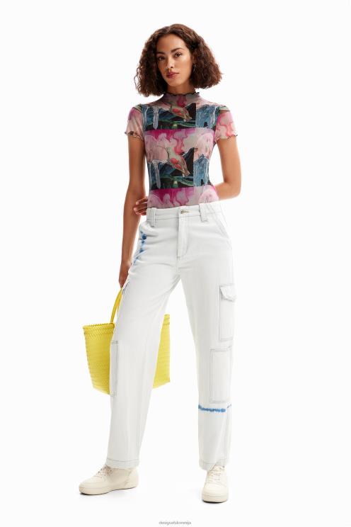 oblačila NFXLT352 ženske Desigual fantazijski bodi s kratkimi rokavi iz tila