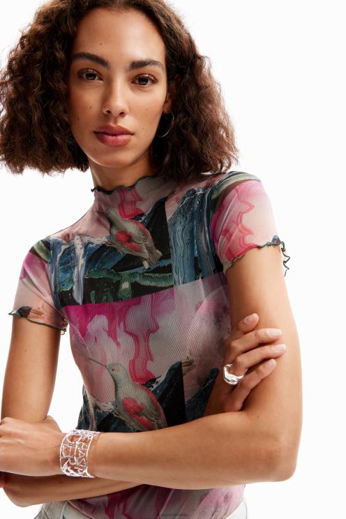 oblačila NFXLT352 ženske Desigual fantazijski bodi s kratkimi rokavi iz tila