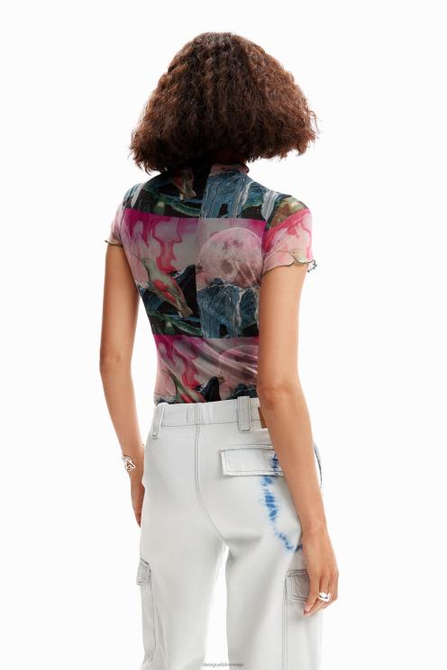 oblačila NFXLT352 ženske Desigual fantazijski bodi s kratkimi rokavi iz tila