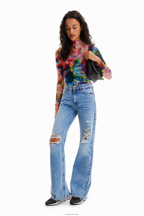 oblačila NFXLT833 ženske Desigual bodi iz cvetličnega tila z naborki