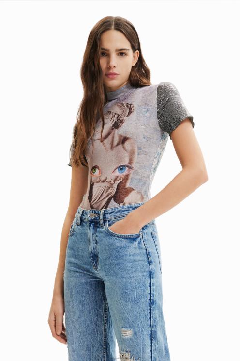 oblačila NFXLT866 ženske Desigual kovinsko pleten bodi