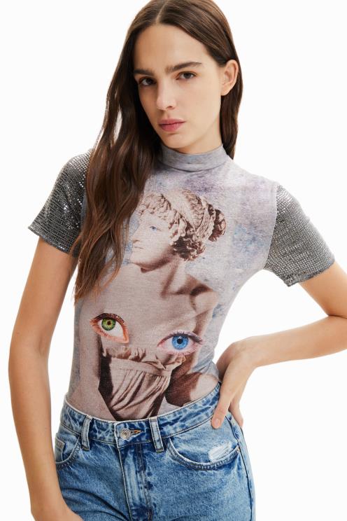 oblačila NFXLT866 ženske Desigual kovinsko pleten bodi