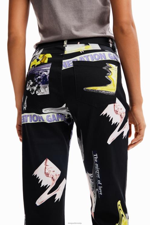 oblačila NFXLT30 ženske Desigual ravne kolaž hlače