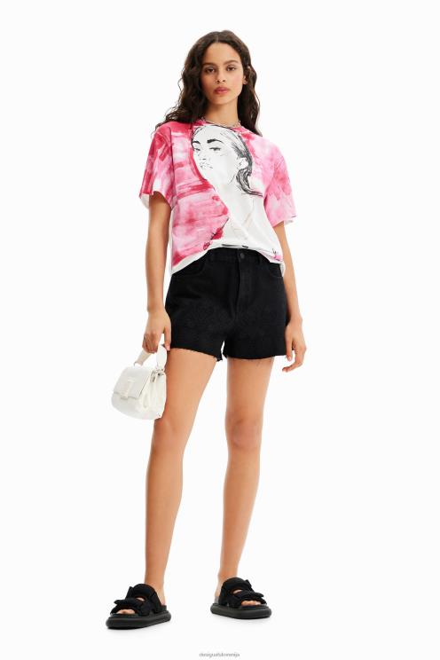 oblačila NFXLT323 ženske Desigual vezene kratke hlače iz jeansa