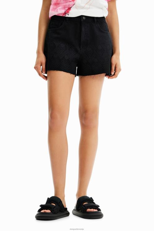 oblačila NFXLT323 ženske Desigual vezene kratke hlače iz jeansa