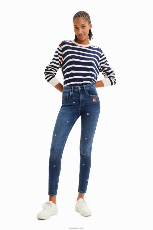 oblačila NFXLT445 ženske Desigual oprijete push-up kavbojke s cvetjem