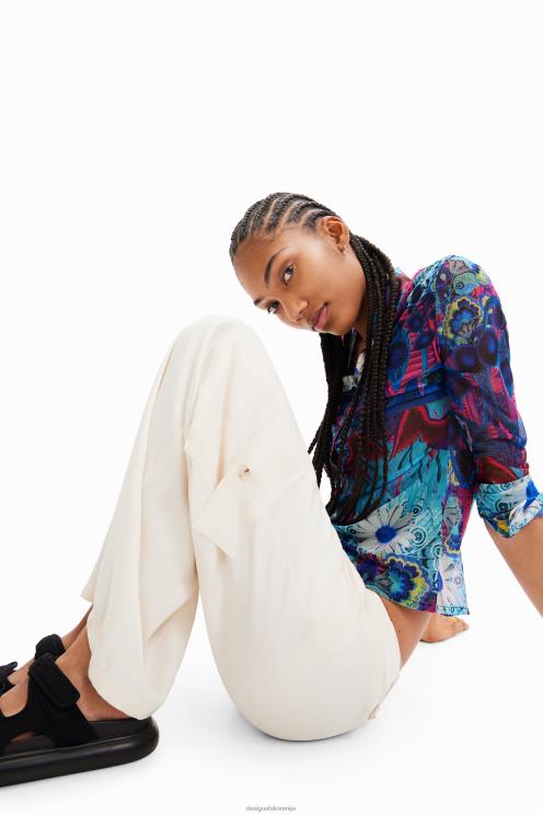 oblačila NFXLT491 ženske Desigual široke satenaste kargo hlače