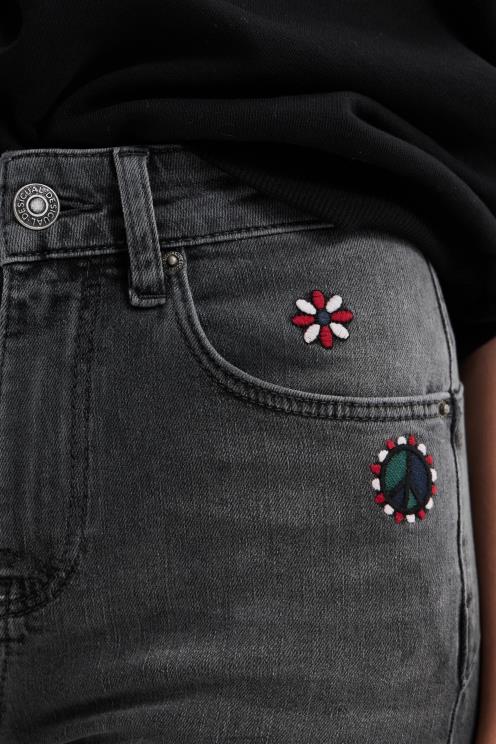 oblačila NFXLT551 ženske Desigual vezene skinny push-up kavbojke