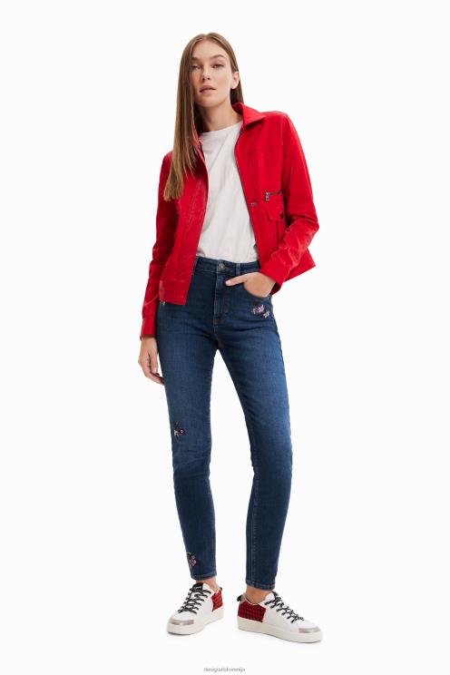 oblačila NFXLT564 ženske Desigual skinny push-up kavbojke z vezenimi rožicami