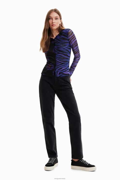 oblačila NFXLT567 ženske Desigual ravne kavbojke s kamenčki