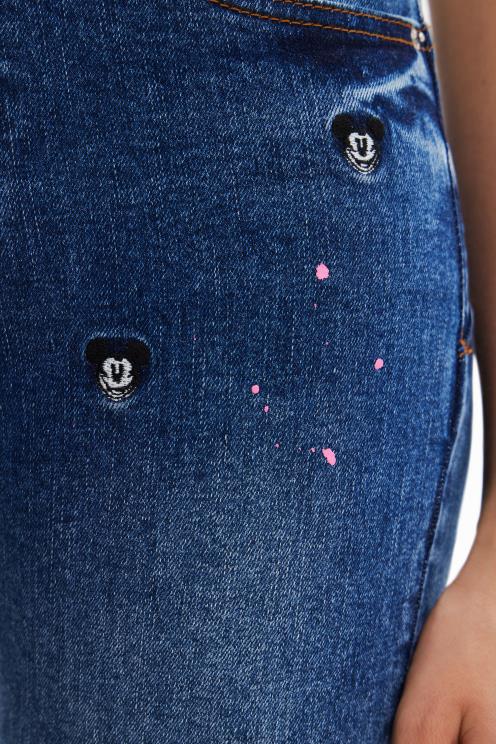 oblačila NFXLT623 ženske Desigual disneyjeve mickey mouse slim push-up kavbojke