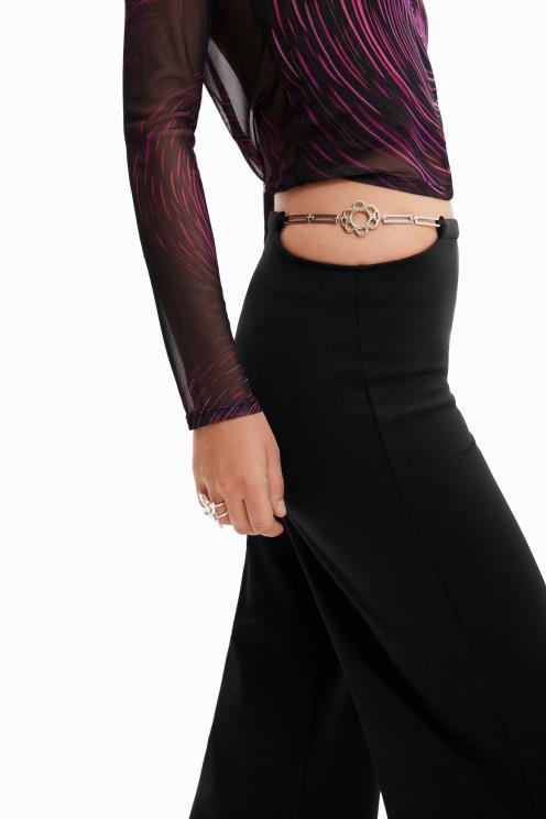 oblačila NFXLT687 ženske Desigual izrezane hlače z verigo