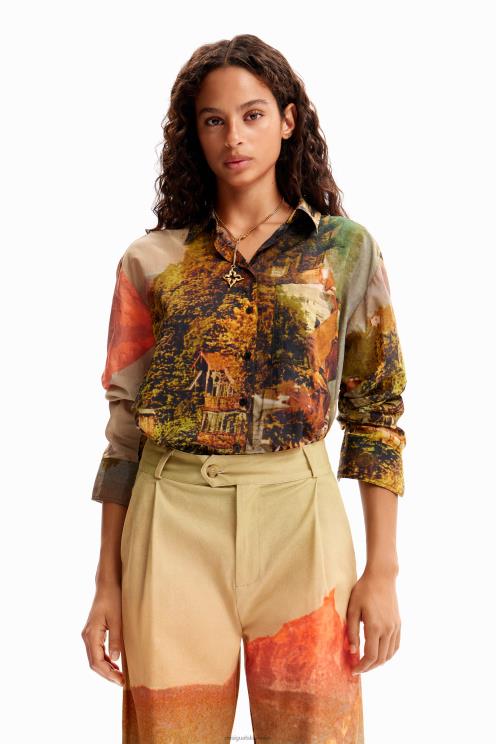 oblačila NFXLT68 ženske Desigual m. ravne pokrajinske hlače christian lacroix