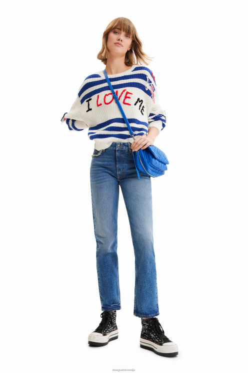 oblačila NFXLT698 ženske Desigual ravne kavbojke z detajli iz kamenčkov