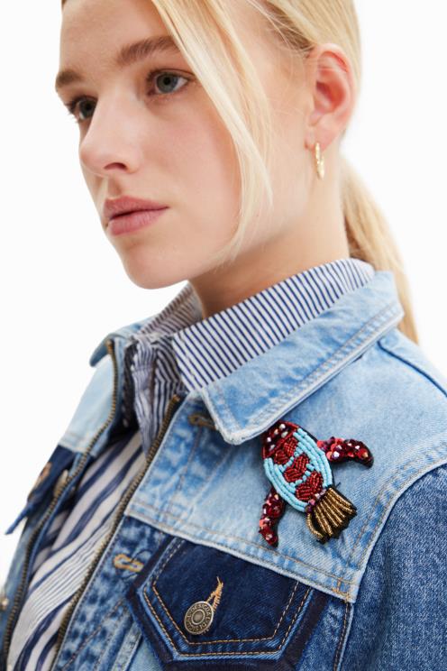 oblačila NFXLT1016 ženske Desigual kratka tovornjaška jakna iz jeansa